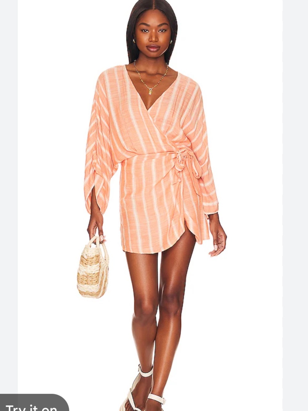 L*Space Peach Stripe Wrap Dress - Poolside Stripe Clay | L